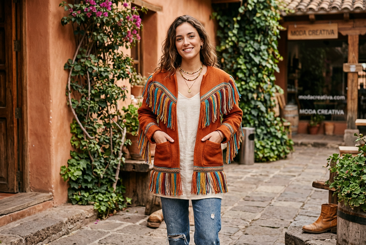 Chaqueta Teja Flecos Multicolor